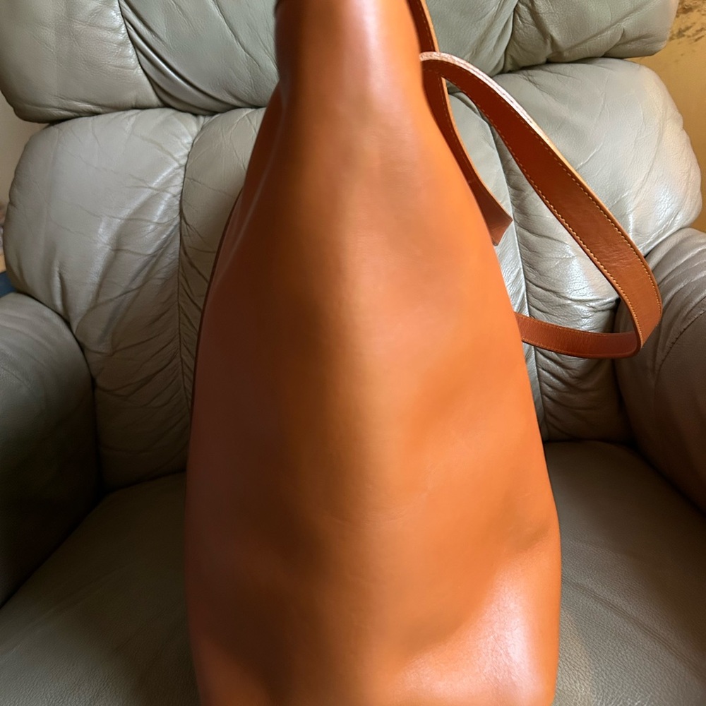 Frank Clegg Medium Laurelie Leather Zip Top Tote Tan EUC - Picture 9 of 16